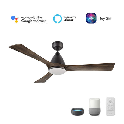 Carro Nicolet 52in Smart Ceiling Fan | Black Light Brown Solid Wood Blades | Living Room & Covered Patio | 52 x 52 x 17.7 in | Model SFR523A2-L12-BM3-1