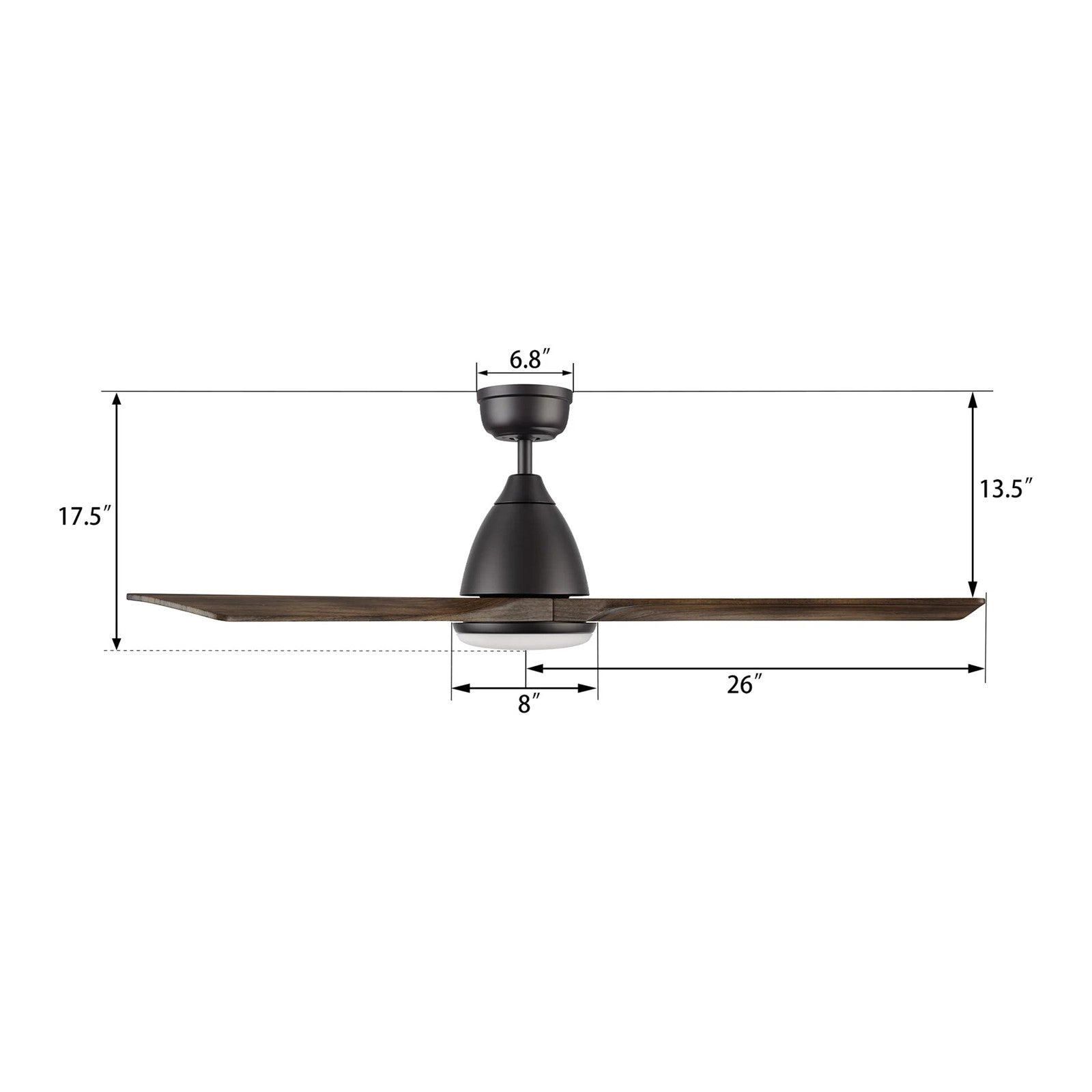 Carro Nicolet 52in Smart Ceiling Fan | Black Light Brown Solid Wood Blades | Living Room & Covered Patio | 52 x 52 x 17.7 in | Model SFR523A2-L12-BM3-1