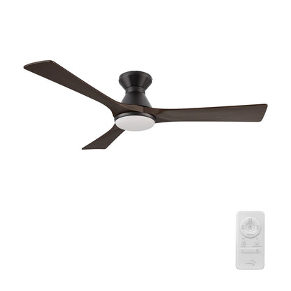 Carro Nicolet 52in Flush Mount Smart Ceiling Fan | Black Sambuca Solid Wood Blades | Living Room & Covered Patio | 52 x 52 x | Model SFR523A2-L12-BM4-1-FM