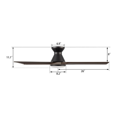 Carro Nicolet 52in Flush Mount Smart Ceiling Fan | Black Sambuca Solid Wood Blades | Living Room & Covered Patio | 52 x 52 x | Model SFR523A2-L12-BM4-1-FM