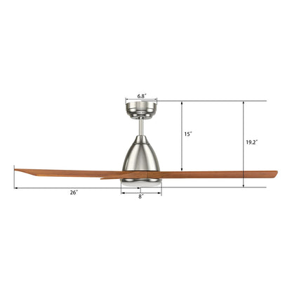 Carro Nicolet 52in 3-Blade Smart Ceiling Fan | Brushed Nickel and Antique Walnut Solid Wood Blades | Living Room & Covered | Model SFR523A2-L12-SM2-1