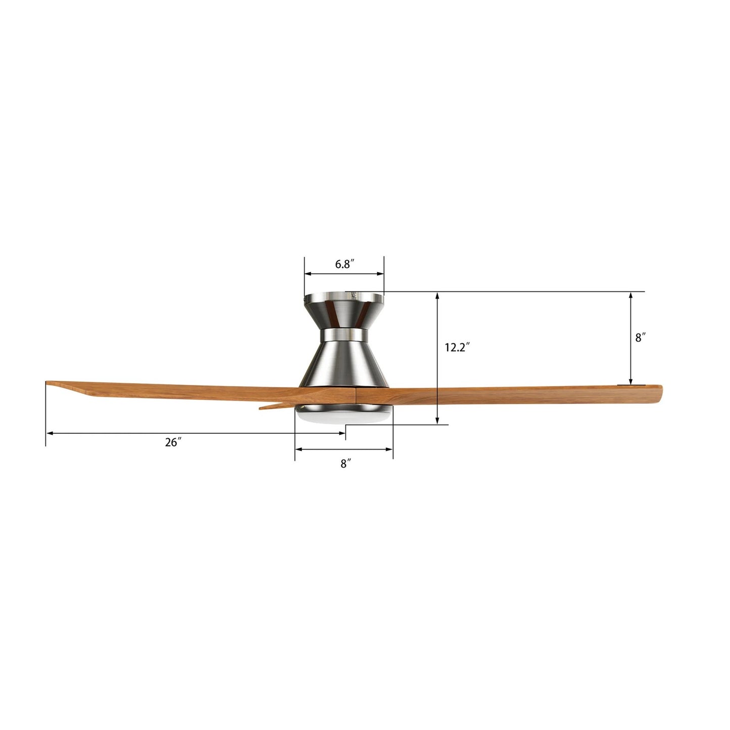 Carro Nicolet 52in 3-Blade Flush Mount Smart Ceiling Fan | Brushed Nickel and Antique Walnut Solid Wood Blades | Living Room | Model SFR523A2-L12-SM2-1-FM