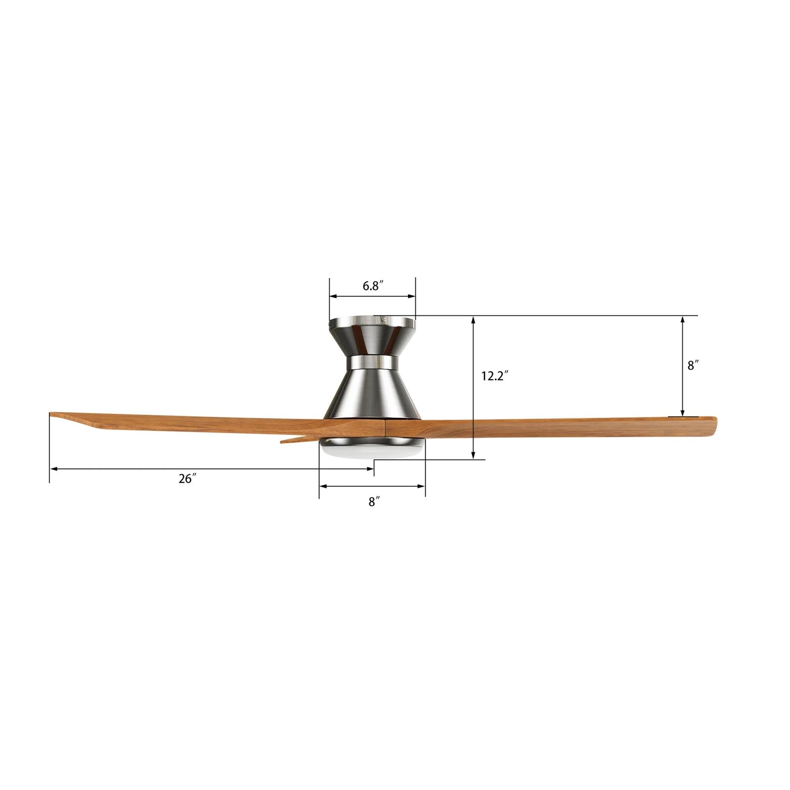 Carro Nicolet 52in 3-Blade Flush Mount Smart Ceiling Fan | Brushed Nickel and Antique Walnut Solid Wood Blades | Living Room | Model SFR523A2-L12-SM2-1-FM