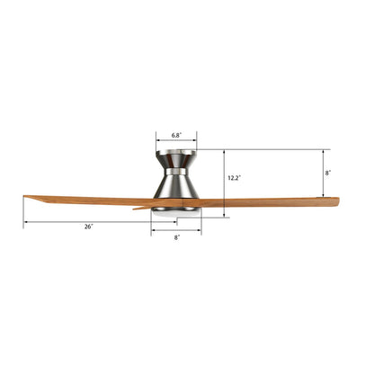 Carro Nicolet 52in 3-Blade Flush Mount Smart Ceiling Fan | Brushed Nickel and Antique Walnut Solid Wood Blades | Living Room | Model SFR523A2-L12-SM2-1-FM