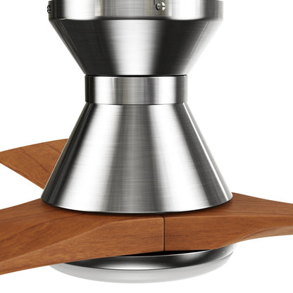 Carro Nicolet 52in 3-Blade Flush Mount Smart Ceiling Fan | Brushed Nickel and Antique Walnut Solid Wood Blades | Living Room | Model SFR523A2-L12-SM2-1-FM