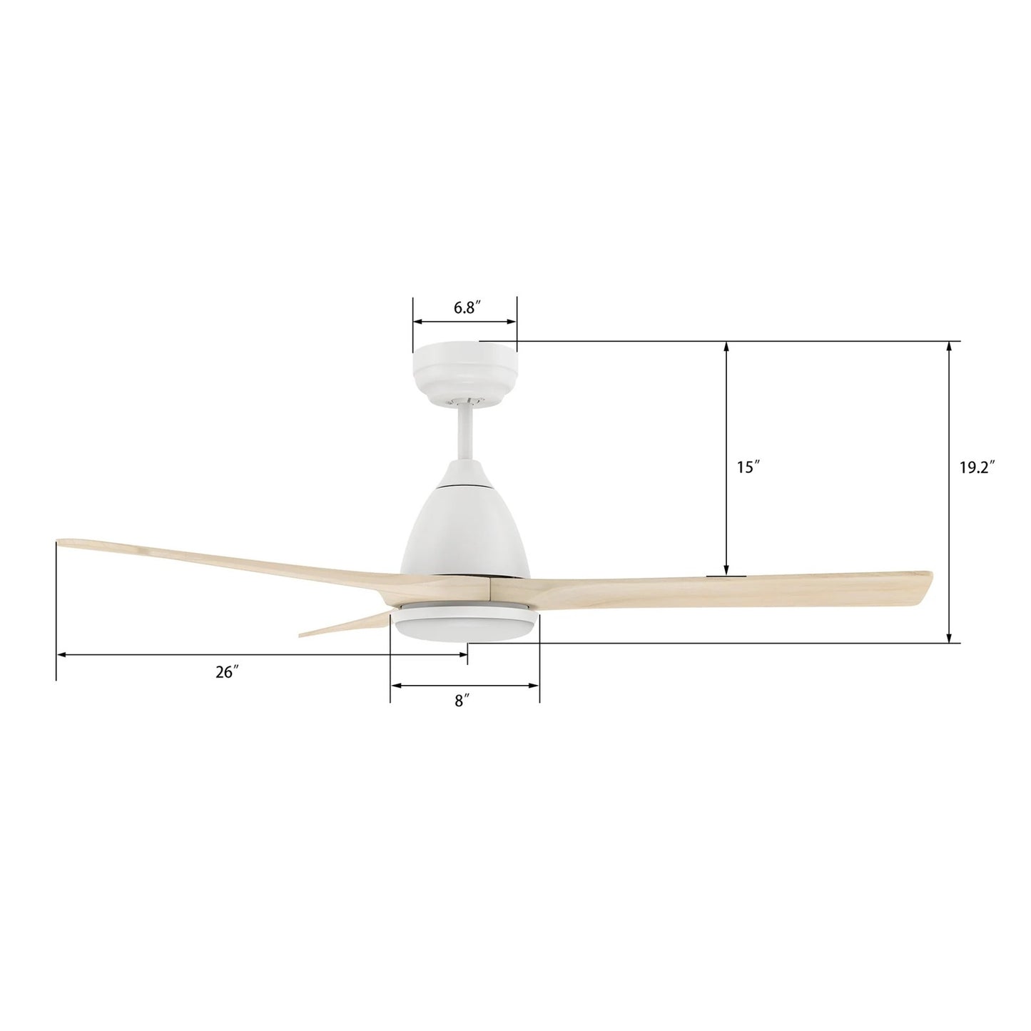 Carro Nicolet 52in 3-Blade Smart Ceiling Fan | White and Antique Walnut Solid Wood Blades | Living Room & Covered Patio | 52 x | Model SFR523A2-L12-WM1-1
