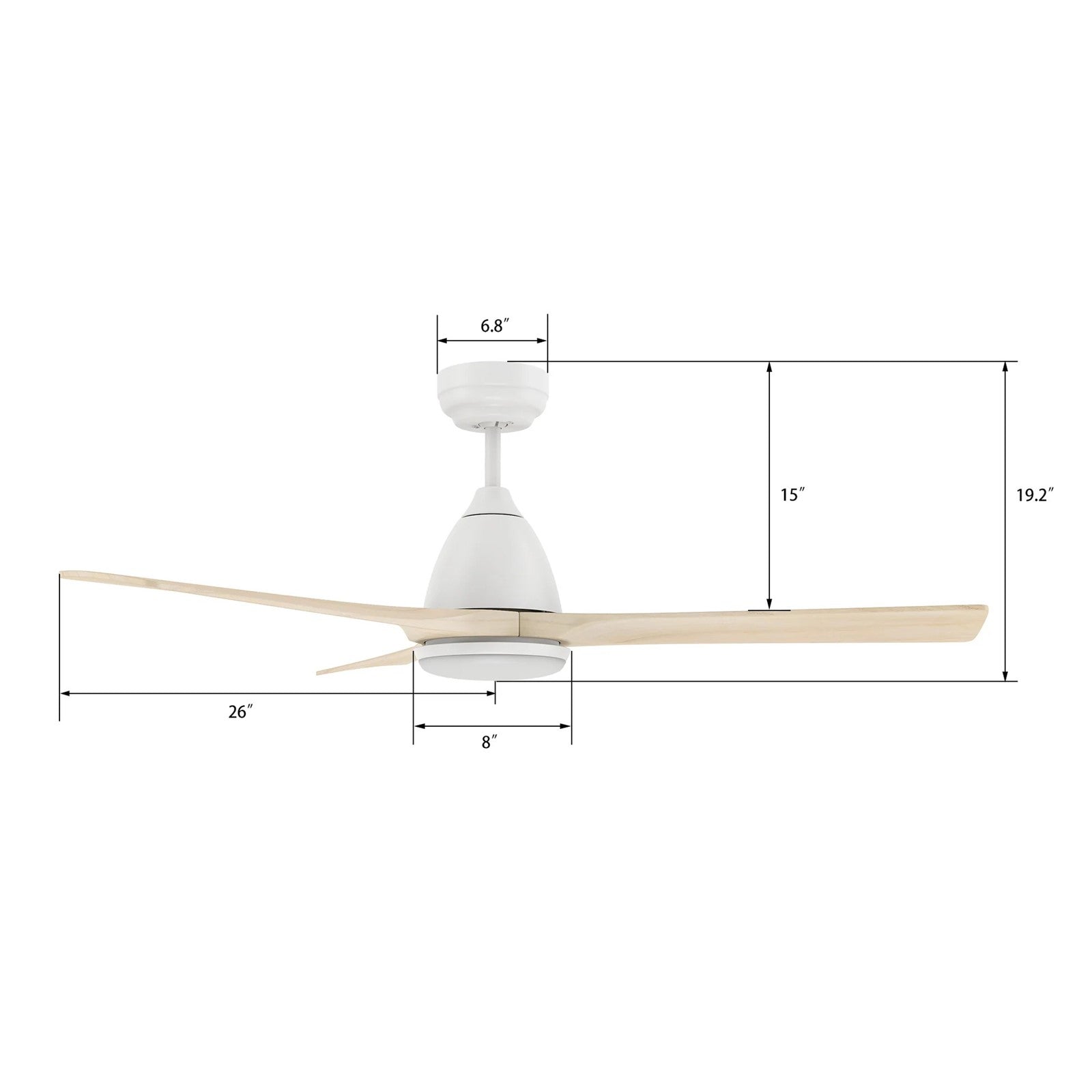 Carro Nicolet 52in 3-Blade Smart Ceiling Fan | White and Antique Walnut Solid Wood Blades | Living Room & Covered Patio | 52 x | Model SFR523A2-L12-WM1-1