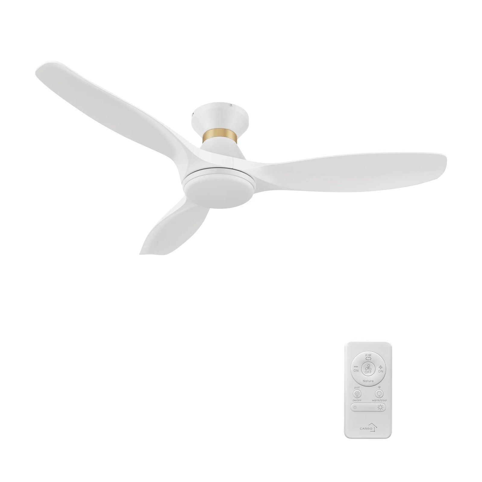Carro Merton 52in 3-Blade Smart Ceiling Fan | White ABS Blades with Integrated LED | Living Room & Great Room | 52 x 52 x 11 | Model SFR523A4-L12-W1-1-FMA