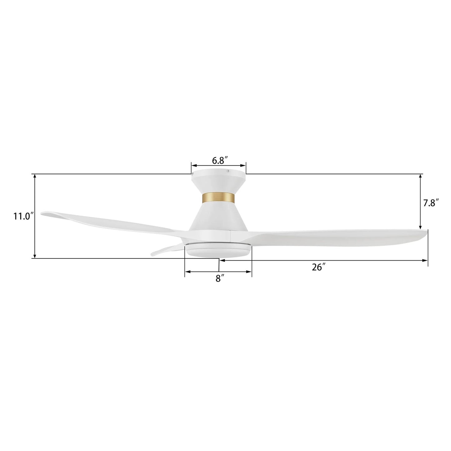 Carro Merton 52in 3-Blade Smart Ceiling Fan | White ABS Blades with Integrated LED | Living Room & Great Room | 52 x 52 x 11 | Model SFR523A4-L12-W1-1-FMA