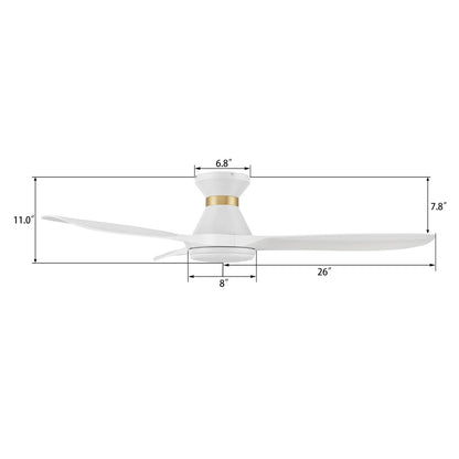 Carro Merton 52in 3-Blade Smart Ceiling Fan | White ABS Blades with Integrated LED | Living Room & Great Room | 52 x 52 x 11 | Model SFR523A4-L12-W1-1-FMA
