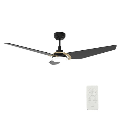 Carro Kaj 52in 3-Blade Smart Ceiling Fan | Black Gold Plywood Blades and Integrated LED | Living Room & Covered Patio | 52 x 52 | Model SFR523B-L12-B2-1G