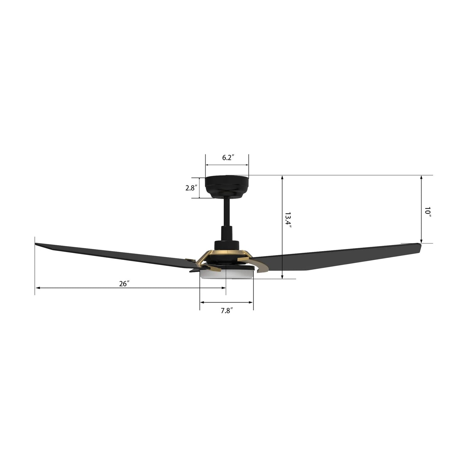 Carro Kaj 52in 3-Blade Smart Ceiling Fan | Black Gold Plywood Blades and Integrated LED | Living Room & Covered Patio | 52 x 52 | Model SFR523B-L12-B2-1G