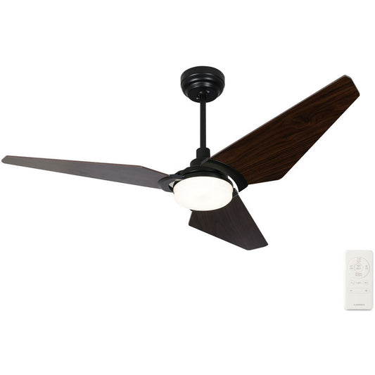 Carro Kaj 52in 3-Blade Smart Ceiling Fan | Black Walnut Plywood Blades and Integrated LED | Living Room & Covered Patio | 52 x 52 | Model SFR523B-L12-B5-1