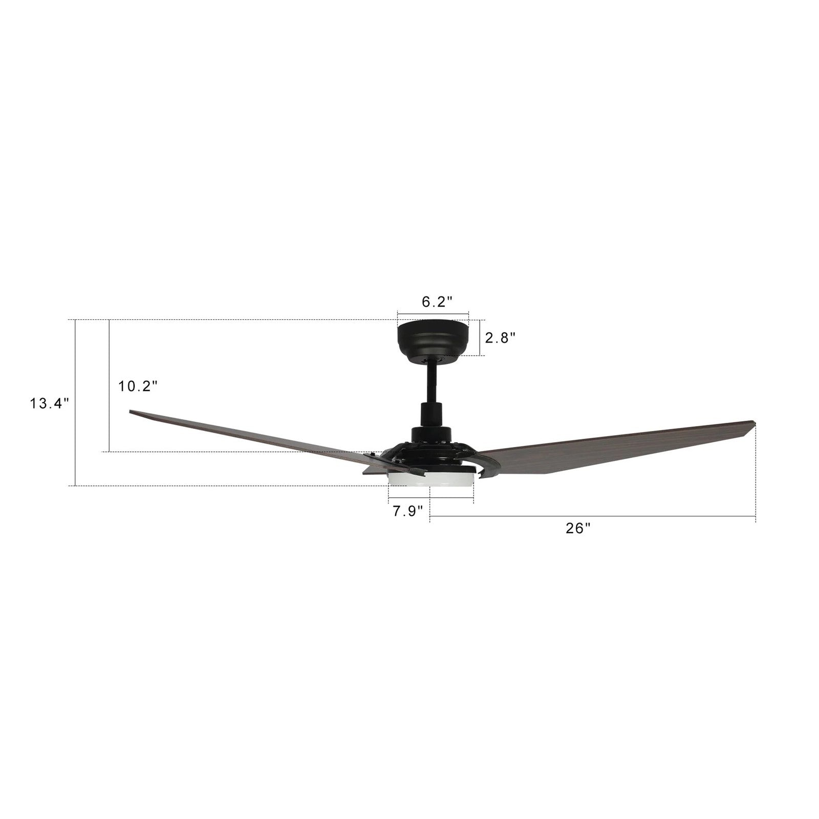 Carro Kaj 52in 3-Blade Smart Ceiling Fan | Black Walnut Plywood Blades and Integrated LED | Living Room & Covered Patio | 52 x 52 | Model SFR523B-L12-B5-1