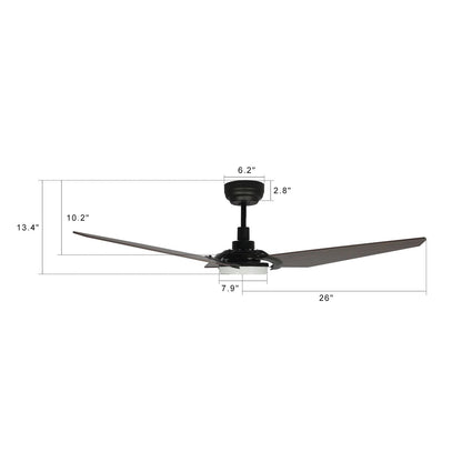 Carro Kaj 52in 3-Blade Smart Ceiling Fan | Black Walnut Plywood Blades and Integrated LED | Living Room & Covered Patio | 52 x 52 | Model SFR523B-L12-B5-1