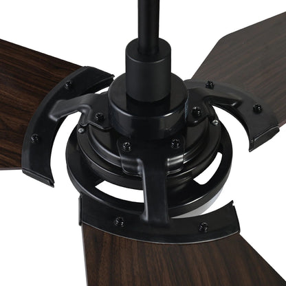 Carro Kaj 52in 3-Blade Smart Ceiling Fan | Black Walnut Plywood Blades and Integrated LED | Living Room & Covered Patio | 52 x 52 | Model SFR523B-L12-B5-1