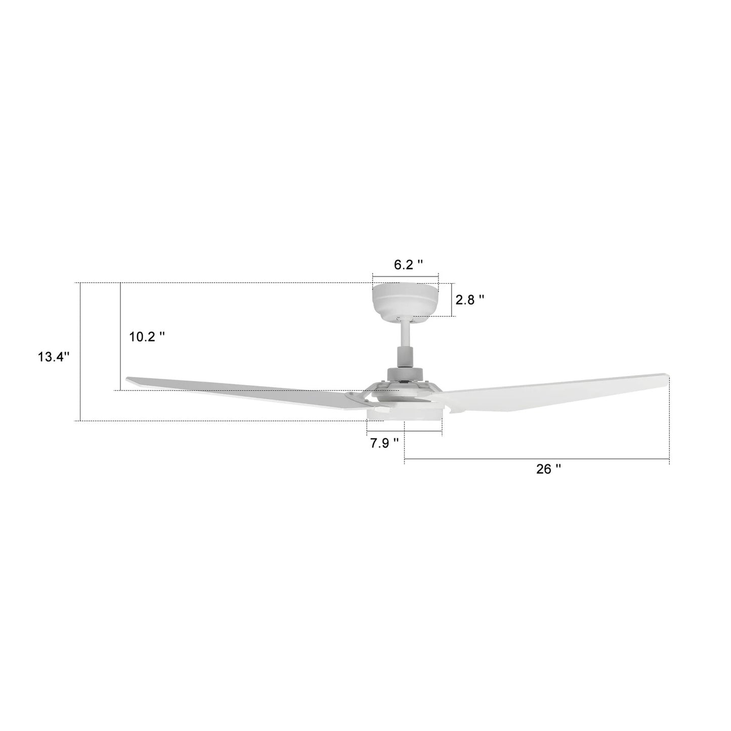 Carro Kaj 52in 3-Blade Smart Ceiling Fan | White Plywood Blades and Integrated LED | Living Room & Covered Patio | 52 x 52 x 13.4 | Model SFR523B-L12-W1-1