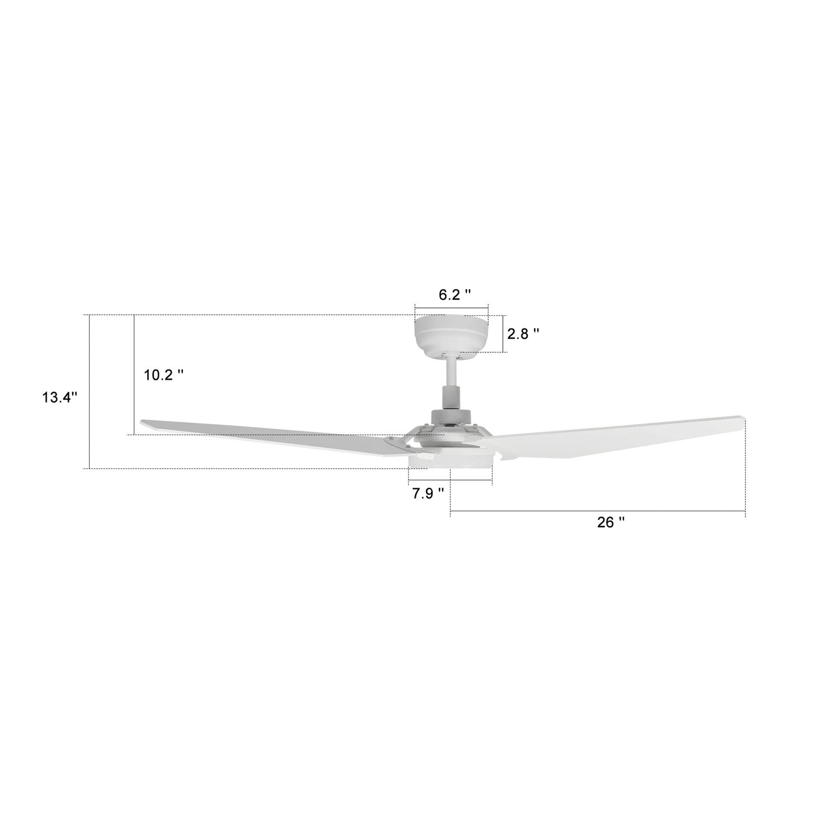 Carro Kaj 52in 3-Blade Smart Ceiling Fan | White Plywood Blades and Integrated LED | Living Room & Covered Patio | 52 x 52 x 13.4 | Model SFR523B-L12-W1-1