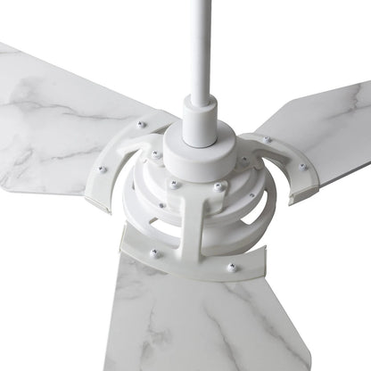 Carro Kaj 52in 3-Blade Smart Ceiling Fan | Modern White Marble Plywood Blades | Living Room & Covered Patio | 52 x 52 x 13.4 in | Model SFR523B-L12-W7-1