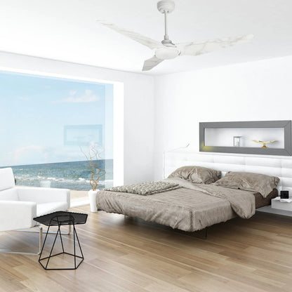 Carro Kaj 52in 3-Blade Smart Ceiling Fan | Modern White Marble Plywood Blades | Living Room & Covered Patio | 52 x 52 x 13.4 in | Model SFR523B-L12-W7-1