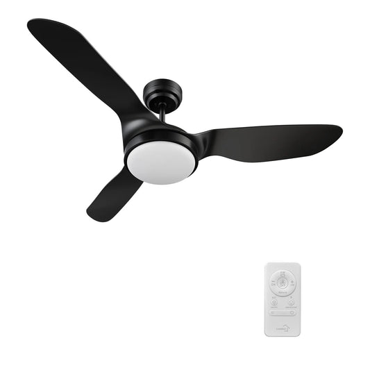 Carro Vena 52in 3-Blade Smart Ceiling Fan | Modern Black PP Blades | Living Room & Covered Patio | 13.6 x 52 x 52 in | Model SFR523F2-L12-B2-1