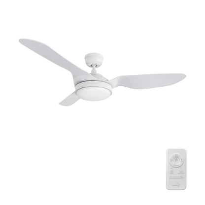 Carro Vena 52in 3-Blade Smart Ceiling Fan | Modern White PP Blades | Living Room & Covered Patio | 13.6 x 52 x 52 in | Model SFR523F2-L12-W1-1