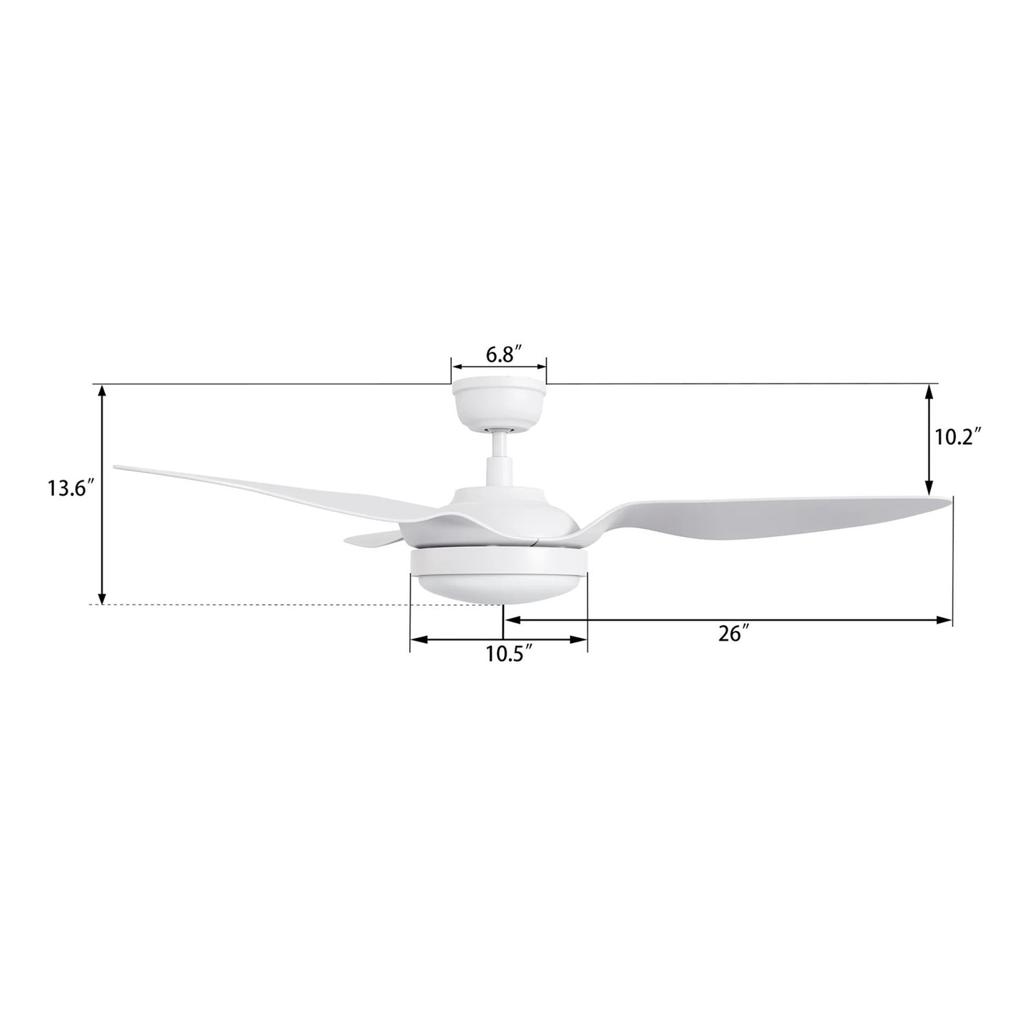 Carro Vena 52in 3-Blade Smart Ceiling Fan | Modern White PP Blades | Living Room & Covered Patio | 13.6 x 52 x 52 in | Model SFR523F2-L12-W1-1