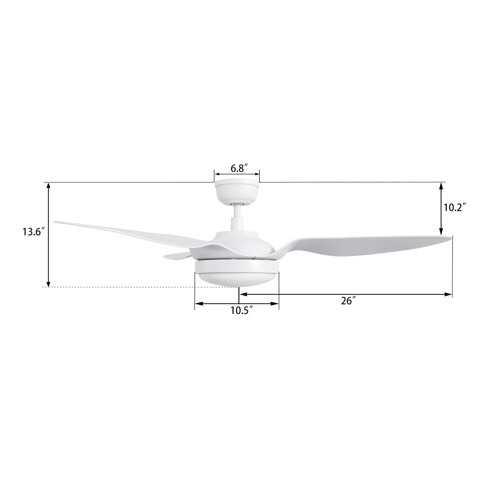 Carro Vena 52in 3-Blade Smart Ceiling Fan | Modern White PP Blades | Living Room & Covered Patio | 13.6 x 52 x 52 in | Model SFR523F2-L12-W1-1