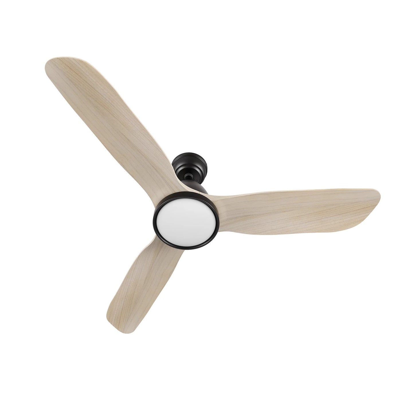 Carro Garrick 52in 3-Blade Smart Ceiling Fan | Modern Black Whitewashed Solid Wood Blades | Living Room & Covered Patio | 15.6 | Model SFR523F3-L12-BM1-1