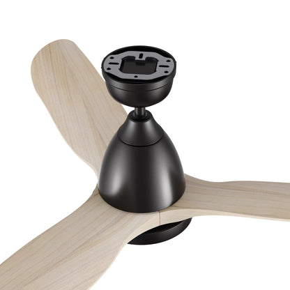 Carro Garrick 52in 3-Blade Smart Ceiling Fan | Modern Black Whitewashed Solid Wood Blades | Living Room & Covered Patio | 15.6 | Model SFR523F3-L12-BM1-1