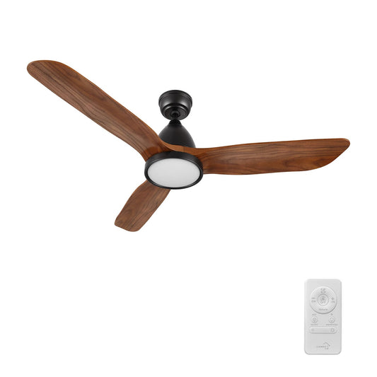Carro Garrick 52in 3-Blade Smart Ceiling Fan | Modern Black Antique Walnut Solid Wood Blades | Living Room & Covered Patio | Model SFR523F3-L12-BM2-1