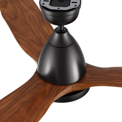 Carro Garrick 52in 3-Blade Smart Ceiling Fan | Modern Black Antique Walnut Solid Wood Blades | Living Room & Covered Patio | Model SFR523F3-L12-BM2-1