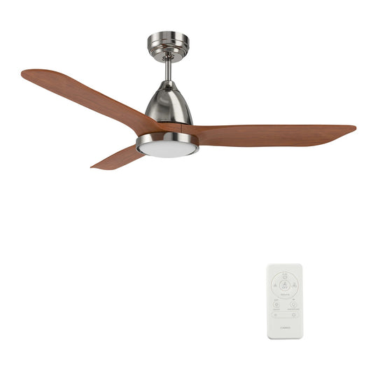 Carro Garrick 52in 3-Blade Smart Ceiling Fan | Brushed Nickel Solid Wood Blades and Integrated LED | Living Room & Covered | Model SFR523F3-L12-SM2-1