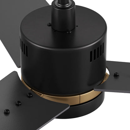 Carro Montgomery 52in 3-Blade Smart Ceiling Fan | Modern Black Gold and Plywood Blades | Living Room & Bedroom | 52 x 52 x 13.2 | Model SFR523G3-L11-B2-1G