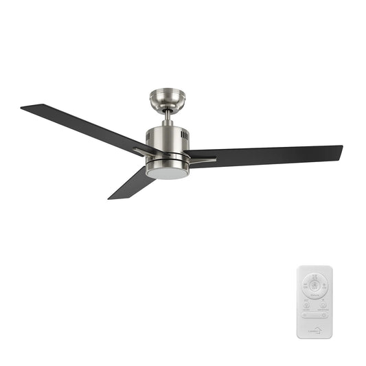 Carro Montgomery 52in 3-Blade Smart Ceiling Fan | Modern Brushed Nickel Black and Plywood Blades | Living Room & Bedroom | 52 x | Model SFR523G3-L11-S2-1