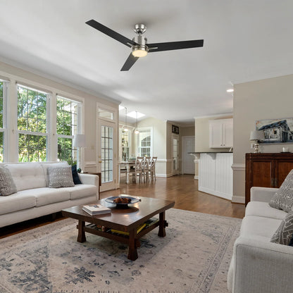 Carro Montgomery 52in 3-Blade Smart Ceiling Fan | Modern Brushed Nickel Black and Plywood Blades | Living Room & Bedroom | 52 x | Model SFR523G3-L11-S2-1