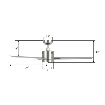 Carro Montgomery 52in 3-Blade Smart Ceiling Fan | Modern Brushed Nickel Silver and Plywood Blades | Living Room & Bedroom | 52 x | Model SFR523G3-L11-SJ-1