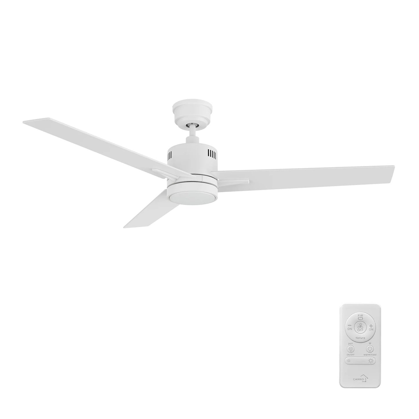 Carro Montgomery 52in 3-Blade Smart Ceiling Fan | Modern White Plywood Blades and Integrated LED | Living Room & Great Room | 52 | Model SFR523G3-L11-W1-1
