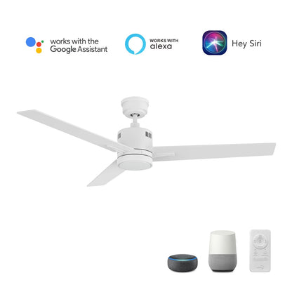 Carro Montgomery 52in 3-Blade Smart Ceiling Fan | Modern White Plywood Blades and Integrated LED | Living Room & Great Room | 52 | Model SFR523G3-L11-W1-1