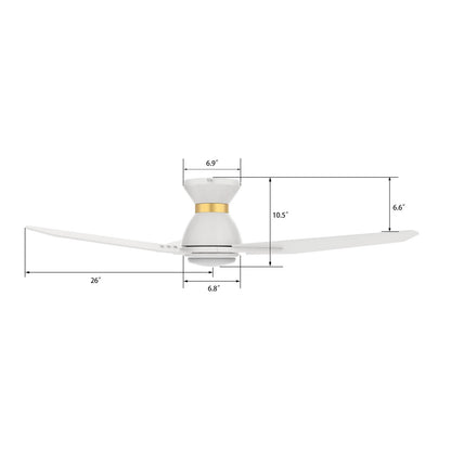 Carro Calen 52in 3-Blade Flush Mount Smart Ceiling Fan | Modern White Gold Plywood and White Gold Finish | Living Room & | Model SFR523J3-L11-W1-1-FMA