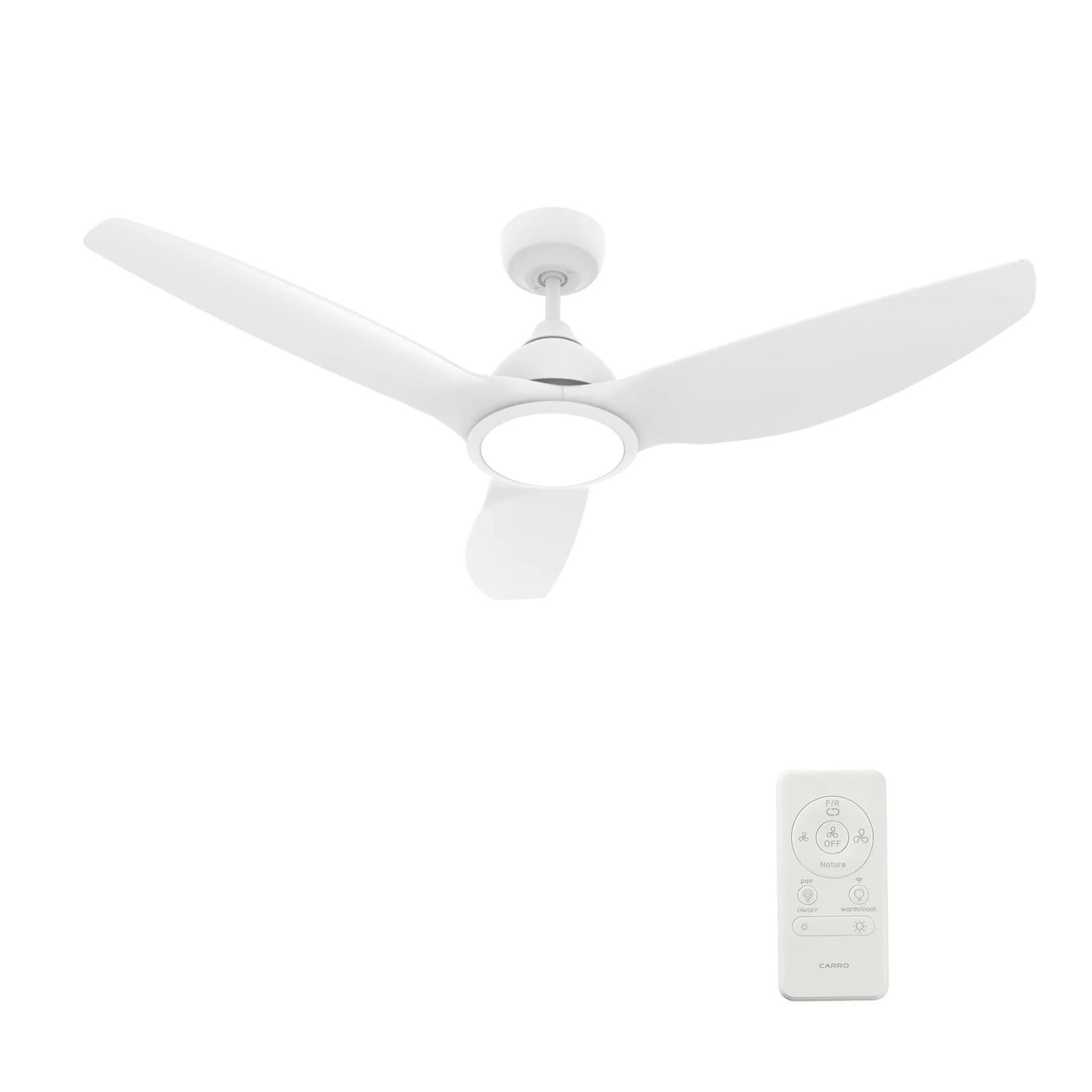 Carro Cranston 52in Smart Ceiling Fan with LED Light | Modern White ABS Blades | Living Room & Bedroom | 52 x 52 x 13.8 in | Model SFR523K-L12-W1-1