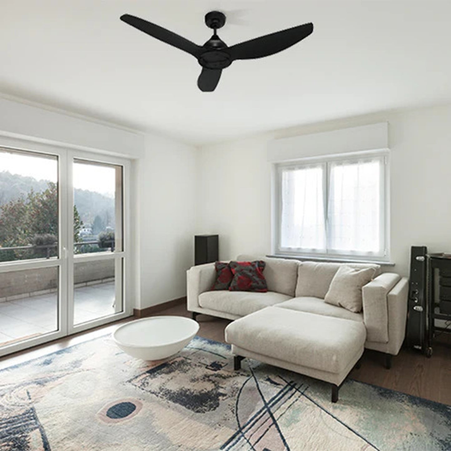 Carro Cranston 52in Smart Ceiling Fan | Modern Black ABS Blades | Living Room & Bedroom | 52 x 52 x 13.8 in, 10-Speed DC Motor | Model SFR523K-N10-B2-1