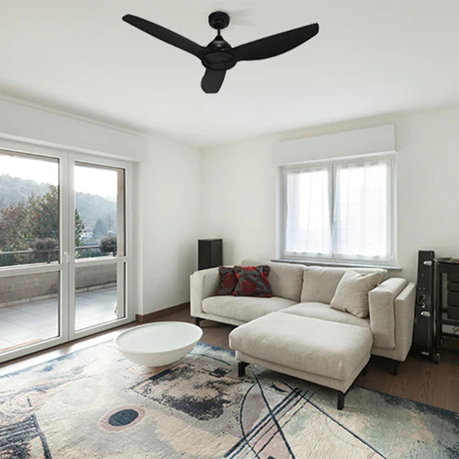 Carro Cranston 52in Smart Ceiling Fan | Modern Black ABS Blades | Living Room & Bedroom | 52 x 52 x 13.8 in, 10-Speed DC Motor | Model SFR523K-N10-B2-1