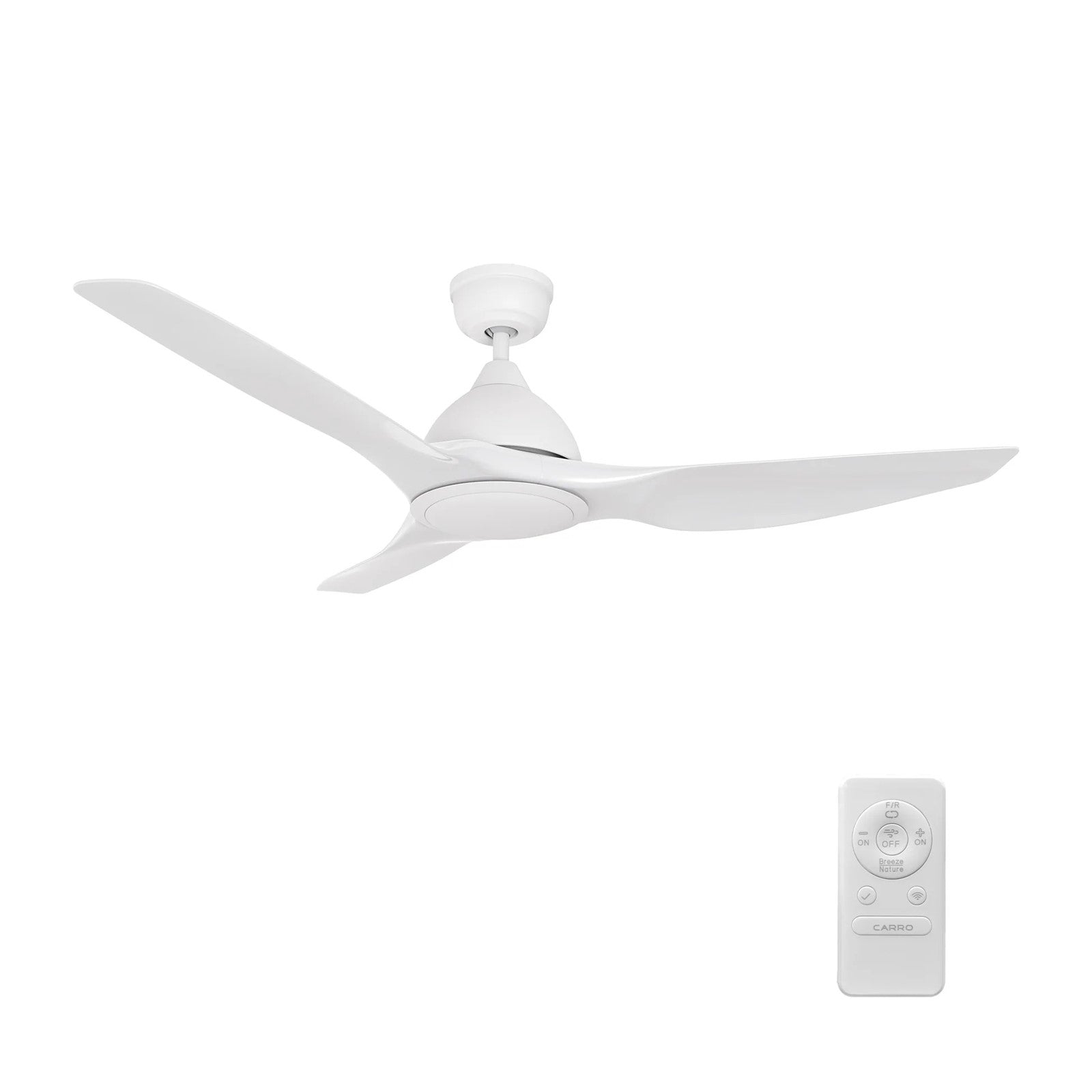 Carro Cranston 52in Smart Ceiling Fan | Modern White ABS Blades | Living Room & Bedroom | 52 x 52 x 13.8 in, 10-Speed DC Motor | Model SFR523K-N10-W1-1