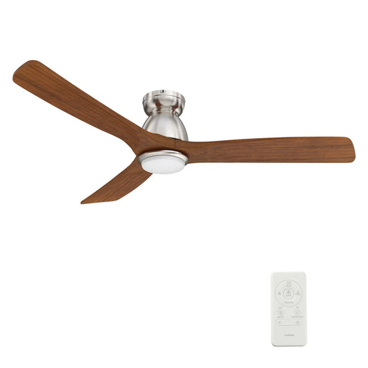 Carro Akron 52in Flush Mount Smart Ceiling Fan with LED Light | Brushed Silver Solid Wood Blades | Living Room & Covered | Model SFR523N3-L11-SM2-1-FM