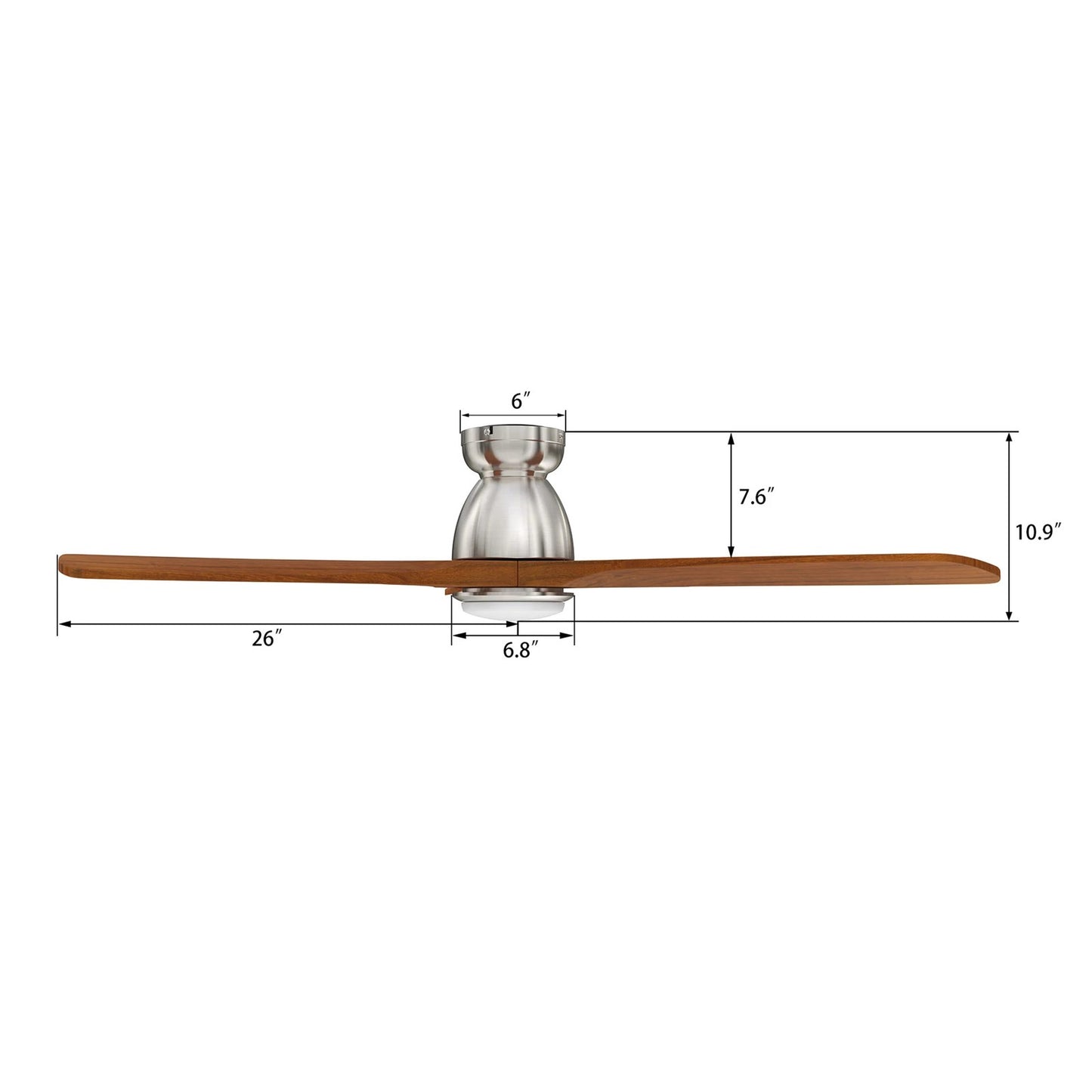 Carro Akron 52in Flush Mount Smart Ceiling Fan with LED Light | Brushed Silver Solid Wood Blades | Living Room & Covered | Model SFR523N3-L11-SM2-1-FM