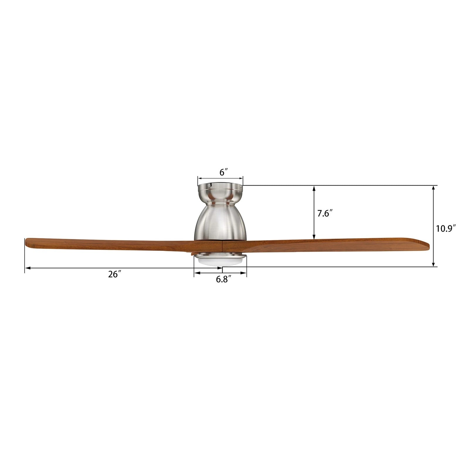 Carro Akron 52in Flush Mount Smart Ceiling Fan with LED Light | Brushed Silver Solid Wood Blades | Living Room & Covered | Model SFR523N3-L11-SM2-1-FM
