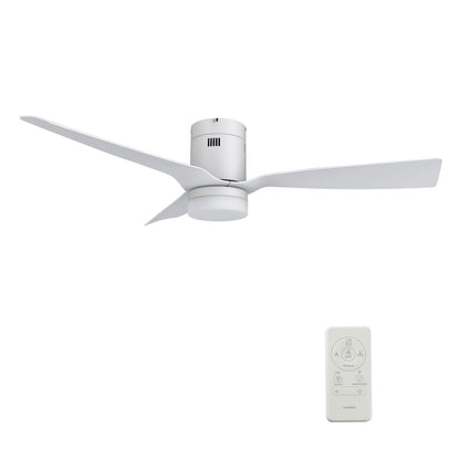 Carro Spezia 52in 3-Blade Flush Smart Ceiling Fan | Modern White and Glass Fiber Reinforced Polypropylene | Living Room & | Model SFR523P-L12-W1-1-FM