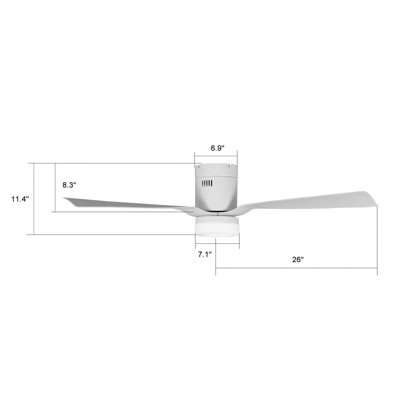 Carro Spezia 52in 3-Blade Flush Smart Ceiling Fan | Modern White and Glass Fiber Reinforced Polypropylene | Living Room & | Model SFR523P-L12-W1-1-FM