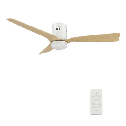 Carro Spezia 52in 3-Blade Flush Smart Ceiling Fan | Modern White Bamboo and Bamboo Wood | Living Room & Covered Patio | 52 x | Model SFR523P-L22-WQ-1-FM